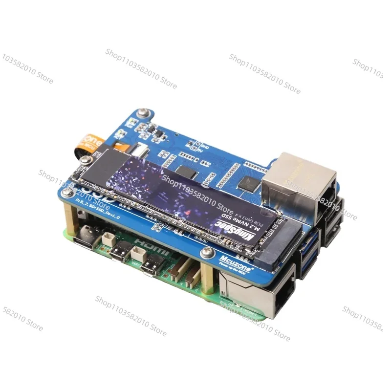 (MPS2.5G)Raspberry Pi 5 PCIE to NVME SSD+2.5G ETH HAT RTL8125,support RPi OS,ubuntu, 2280,2242,2230 size SSD