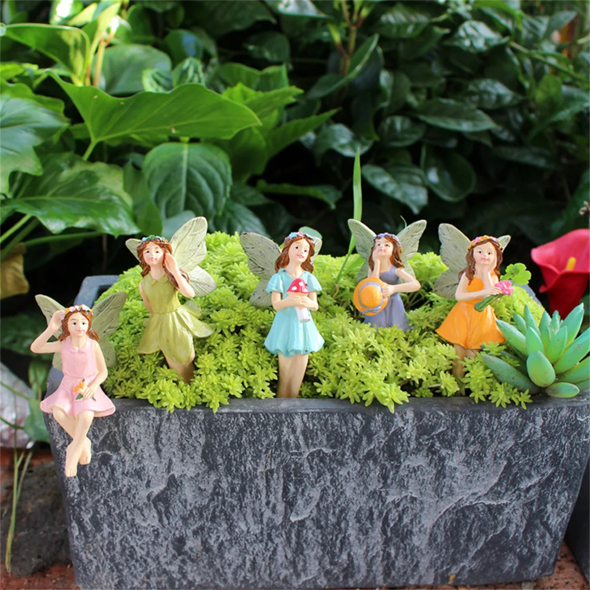 

5‌pcs/set Resin Fairy Angel Statue - Wholesale Garden Decor for Outdoor & Lawn Scenes‌