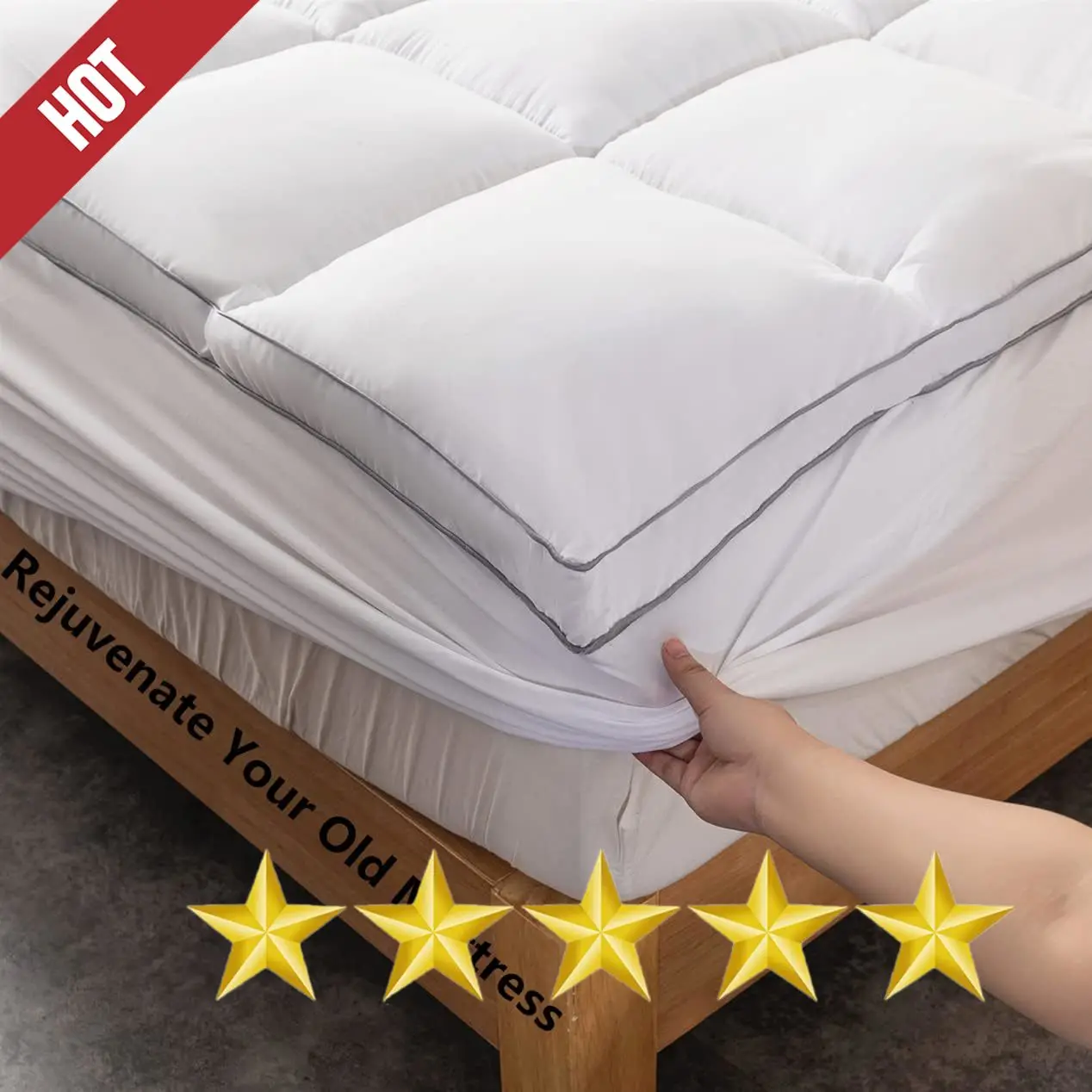 

NEW Extra Thick Mattress Pad Cover - Pillow Top Deep Pocket with Breathable 7D Spiral Fiber Filling Cooling Mattress Cover