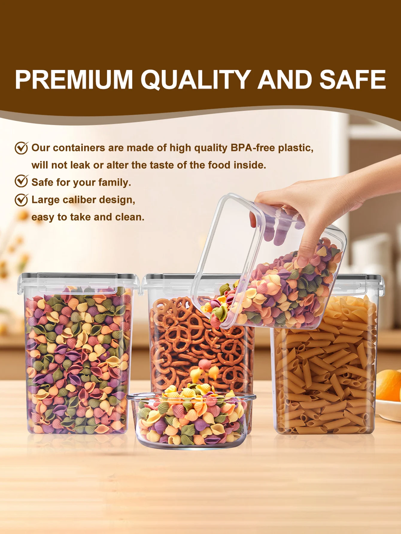 20pcs,Sealed Food Storage Containers with Labels for Pasta, Flour, Sugar, Rice, Grains, Nuts and Coffee Beans - Keep YourKitchen