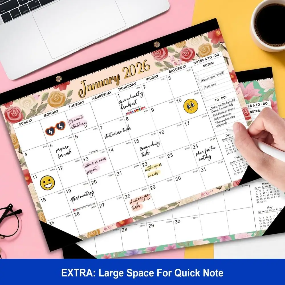 Large Format 2026 Wall Calendar Daily Planning Transparent Shell Monthly Calendar Waterproof Cover Time Agenda Planner