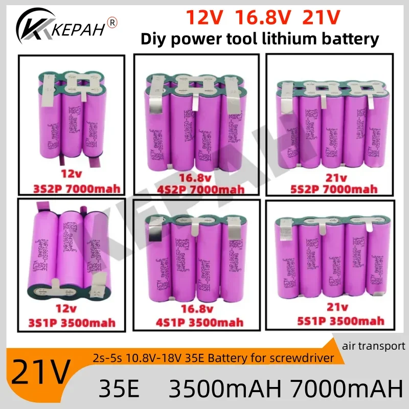 3S1P 3S2P 4S1P 4S2P 5S2P 18650 3500mAh/7000mAh electric drill 12.6V 16.8V 21V rechargeable lithium battery electric screwdriver