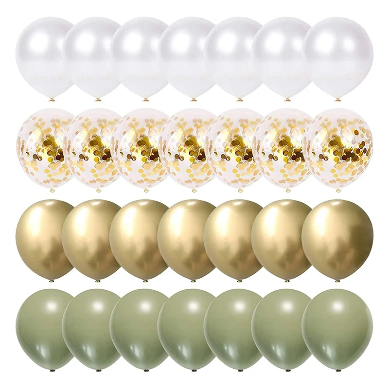 1Set palloncini eucalipto perla oro bianco coriandoli palloncino matrimonio Baby Shower decorazioni per feste di compleanno verde oliva