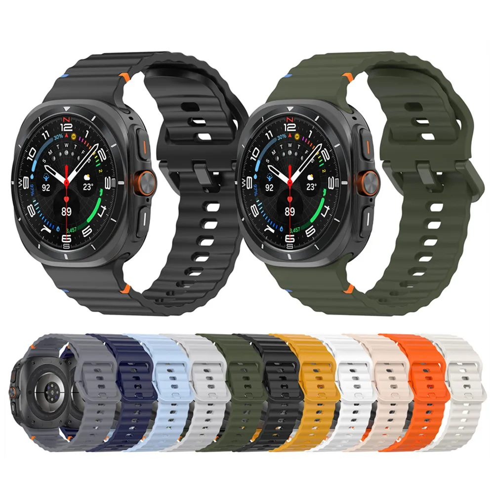 삼성 갤럭시 시계 용 실리콘 스트랩 울트라 47mm 스마트 시계 밴드 웨이브 스타일 스포츠 시계 밴드 액세서리