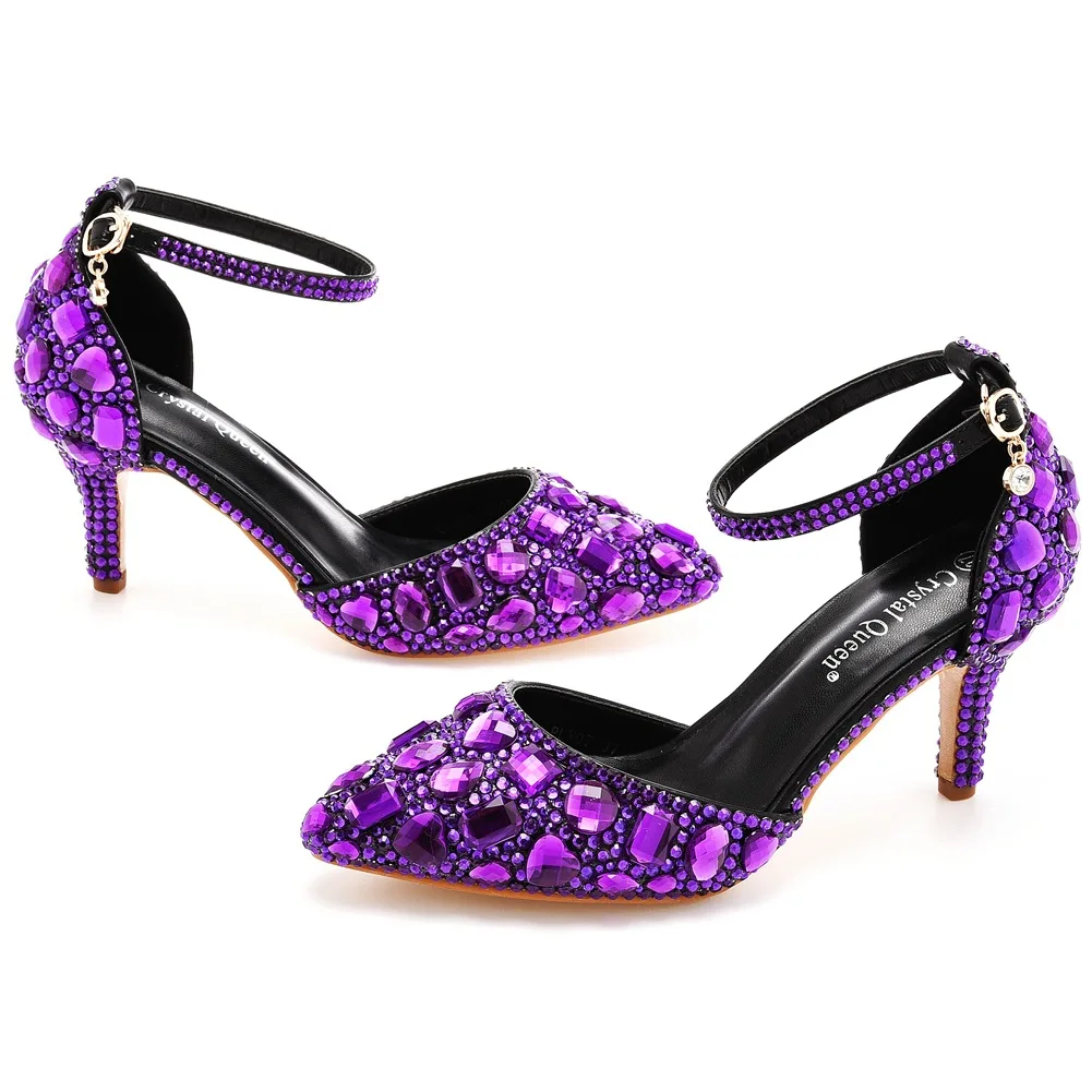 

7cm spring new crystal glittering diamond 11 color wedding shoes Bridesmaid shoes banquet stiletto women's shoes