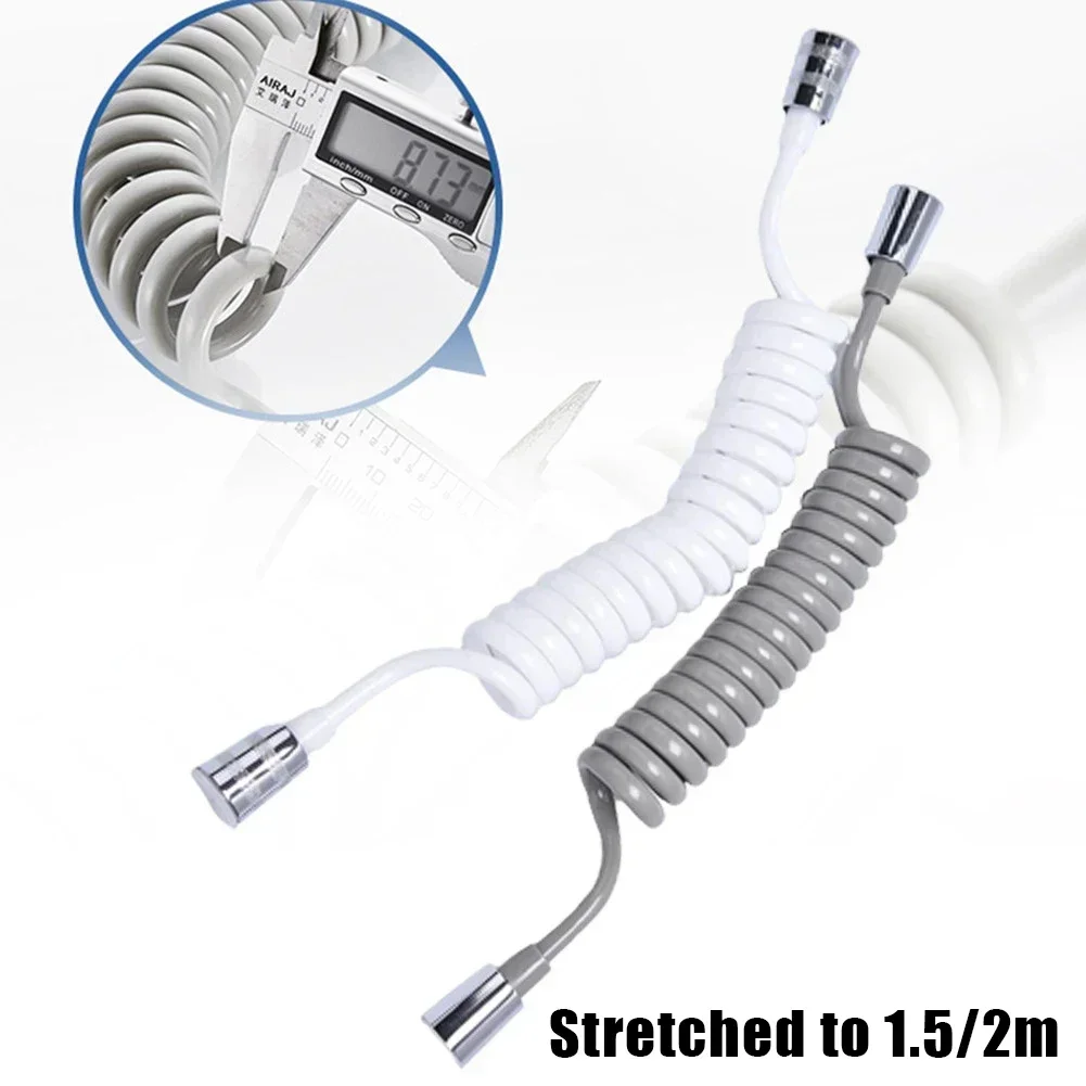 Practical Spring Hose for Shower, Perfect Fit with Shower Heads, Automatic Shrink without Deformation, White and Gray Color