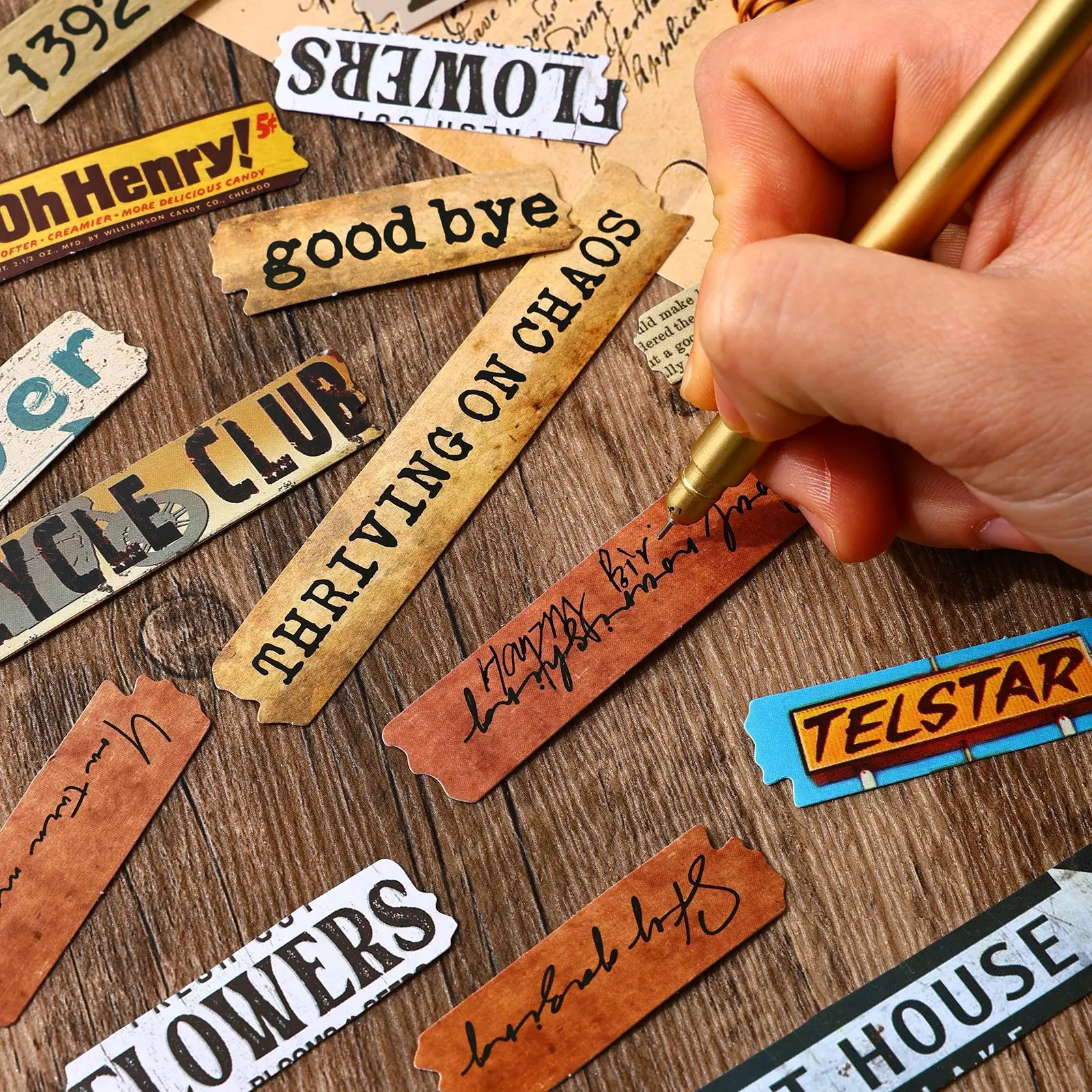 60pcs Vintage quotes English words and phrases small strips decorated stickers Creativity DIY Diary Scrapbooking material
