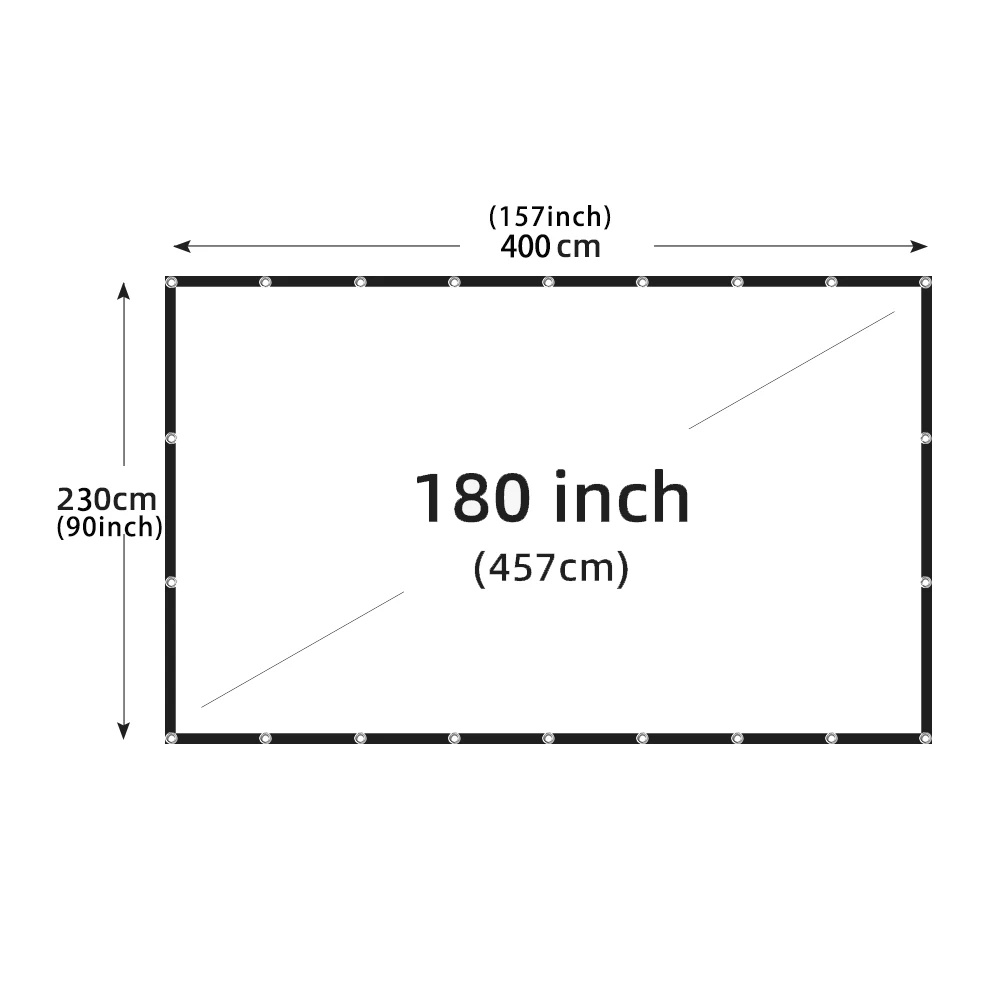 Other 60–200 Zoll tragbare faltbare Projektor-Leinwand, hohe Dichte, weiß, weniger Falten, weiche Projektionswand, 16:9 für drinnen und draußen 8