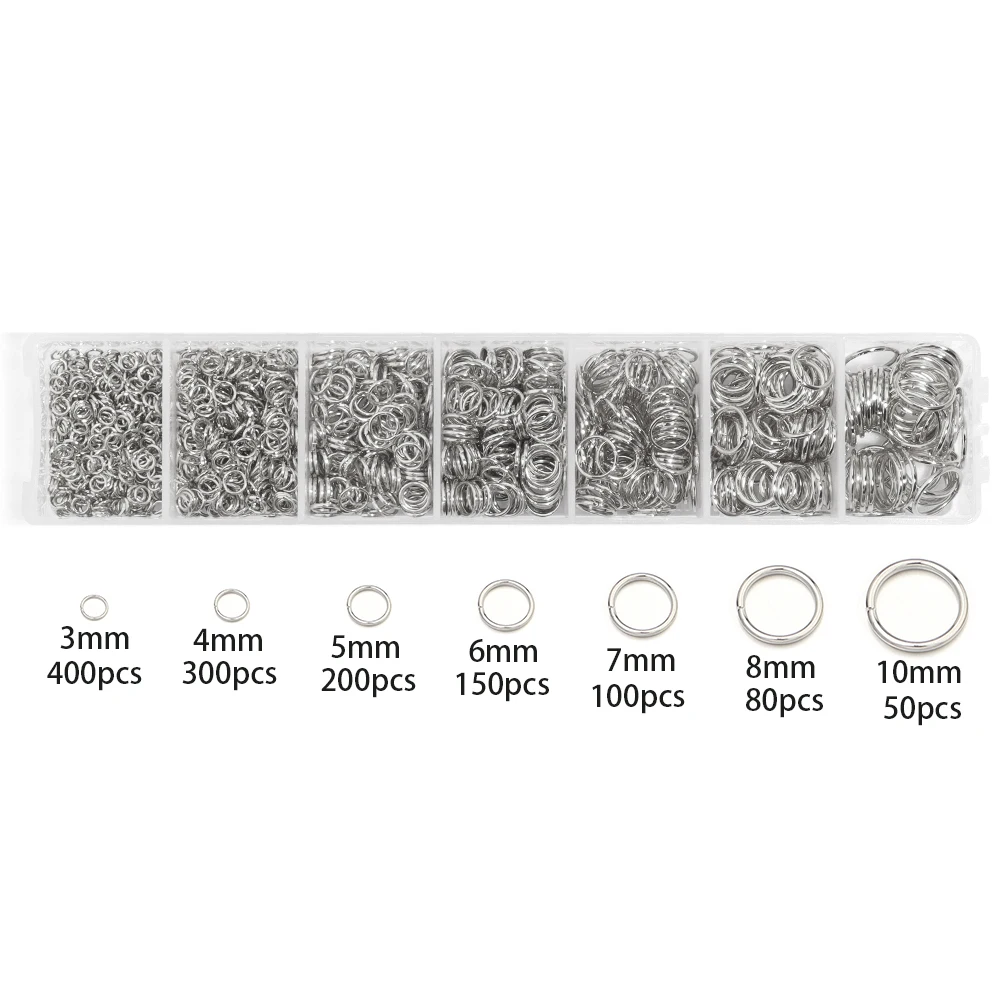 Ein Satz Box Biegeringe Spaltringe Link Loop Box 3 4 5 6 7 8 10 mm Biegeringe Verbinder für DIY Schmuckherstellung Halskette Armband