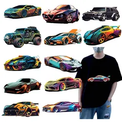 Sports Cool sports car Iron Sticker Patch For Clothing Men's and Women's T-shirts DIY Jacket Patch Cool Stickers