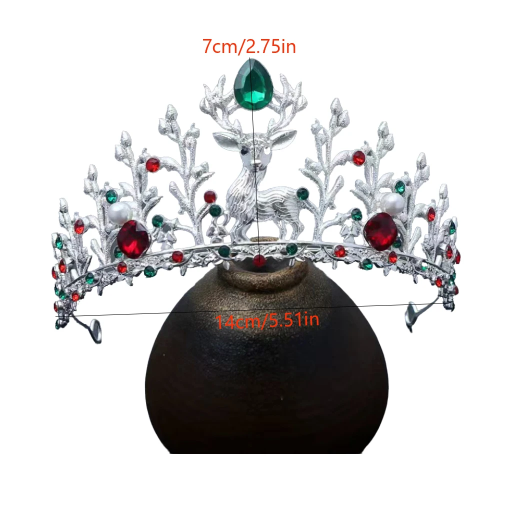 1 pezzo di tiara natalizia con fiocchi di neve, pietre preziose, corona per capelli, intricato design festivo, perfetto per feste natalizie, cosplay, glamour reale