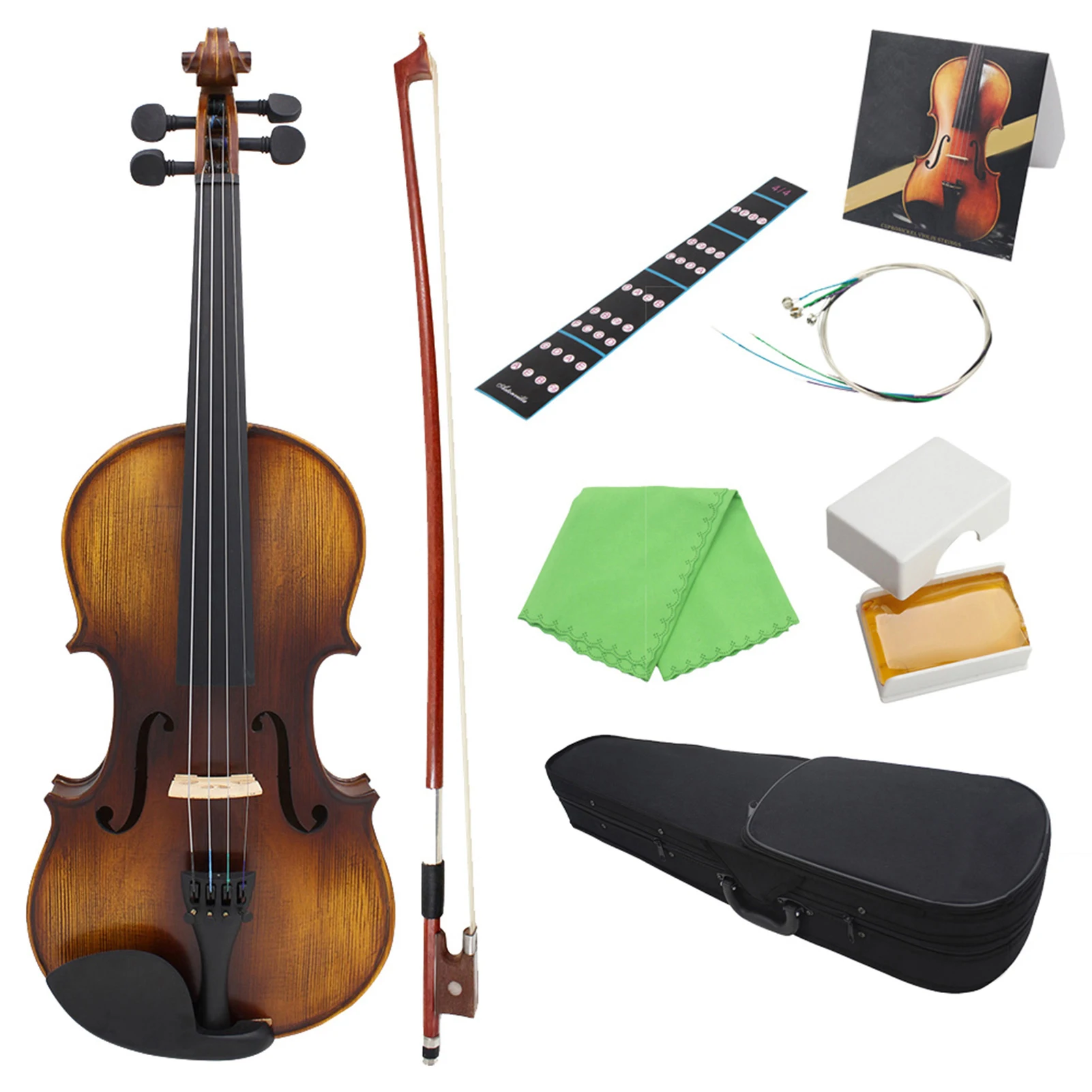 

AV-508 4/4 Full Size Acoustic Violin Fiddle Kit Solid Wood Matte Finish Spruce Face Board 4-String Instrument with Hard Case Bow