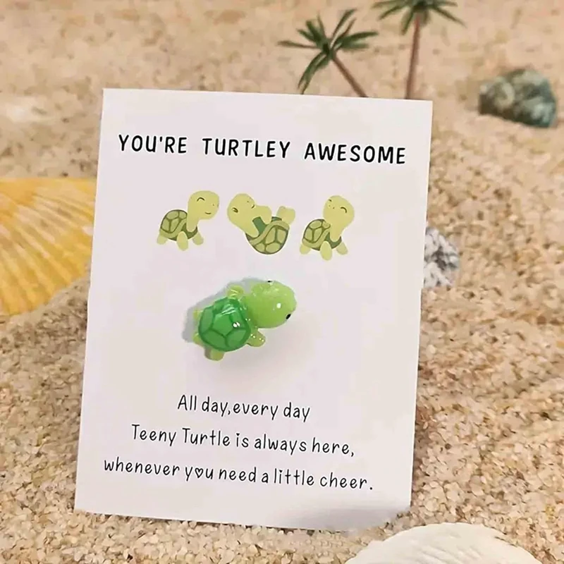 Handmade Emotional Support,You're Turtley Awesome, Turtle Motivational Gift, Cute Mini Green Turtle Decoration