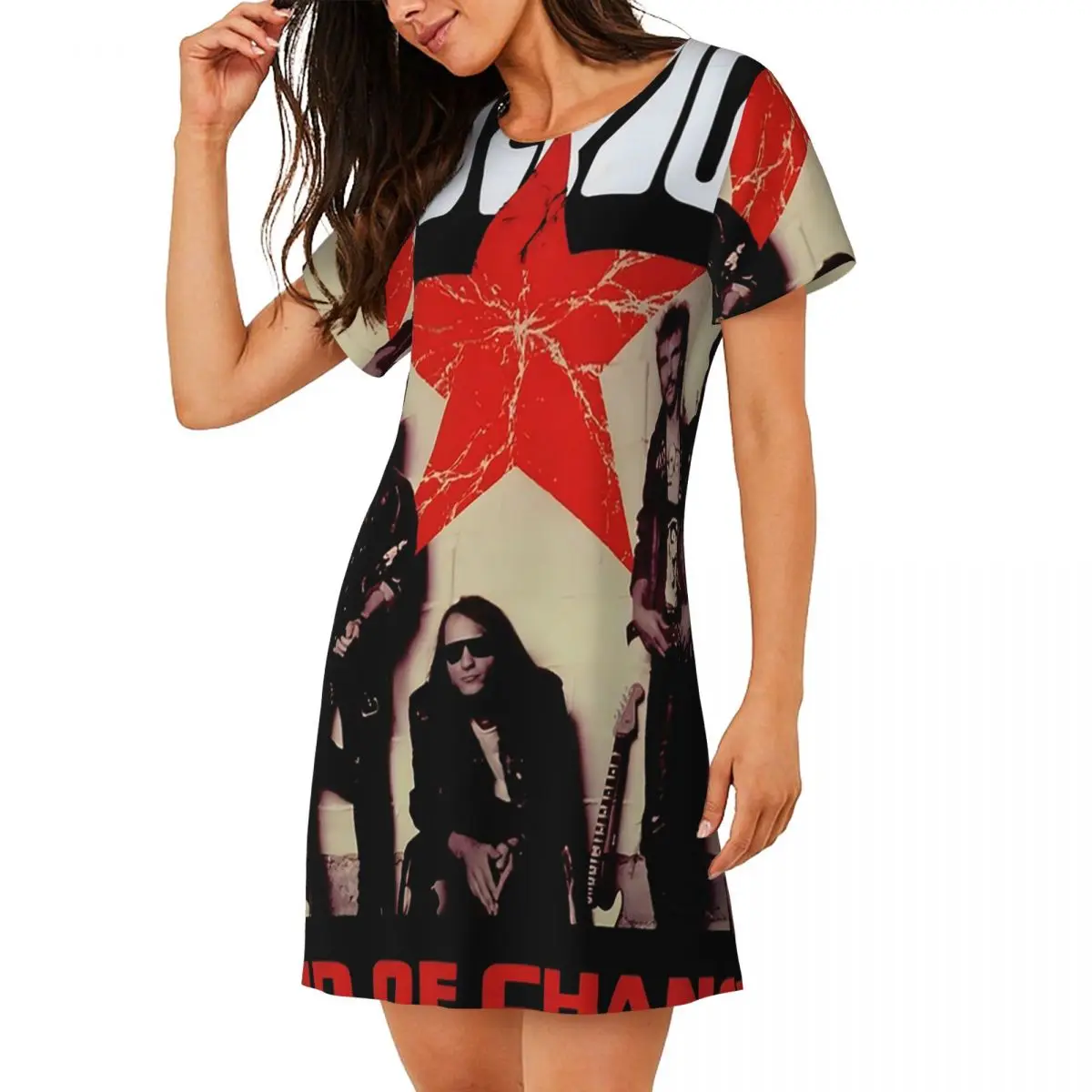 

Custom Scorpions Band Rock Short Sleeves Nightdress For Sleeping Sleepshirts Women Short Sleeve Nightgowns Soft Pajama Dress