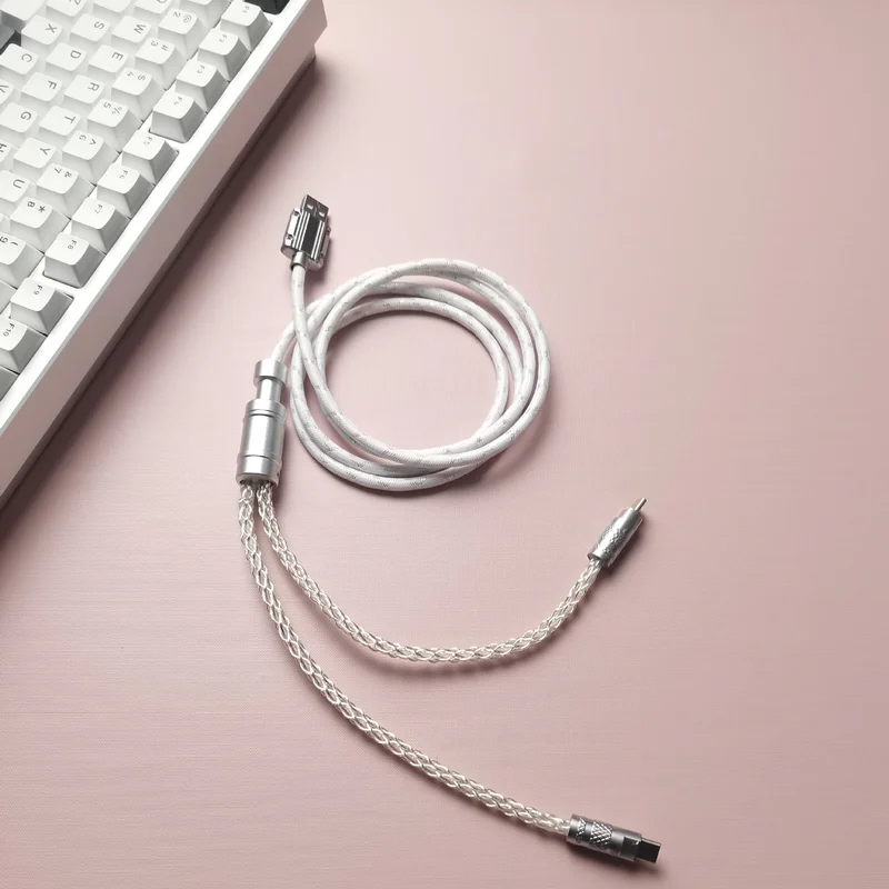 Dual 8k Rgb Magnetic Aviator Cable One-to-two Keyboard Cable Braided Type-c Metal Connector For Mechanical Keyboard Gaming