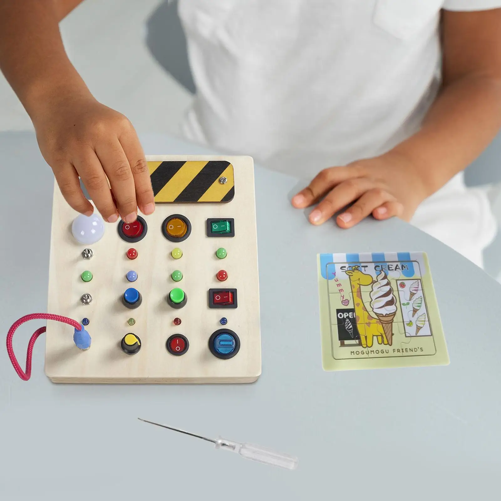 Placa ocupada montessori com chave de fenda interruptor de educação infantil luz sensorial