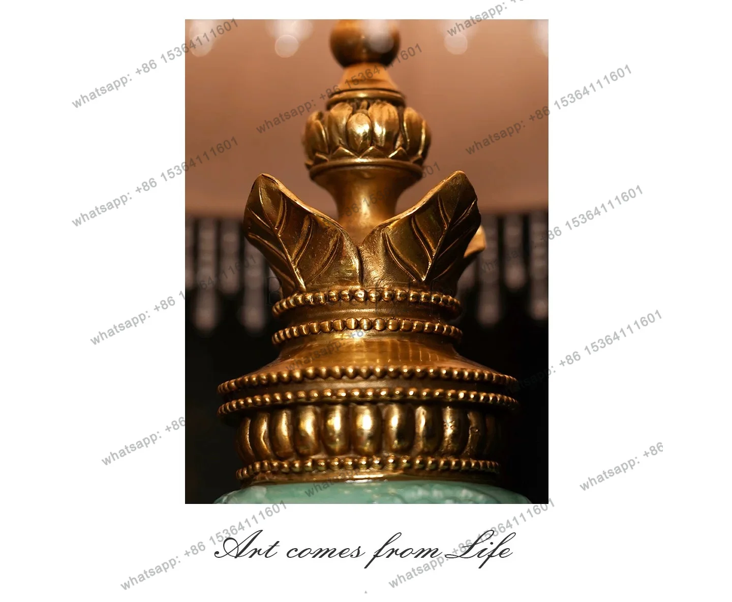 HOT retro green table lamp European style new Chinese style simple high-end ceramic decorative table lamp ornament C4130