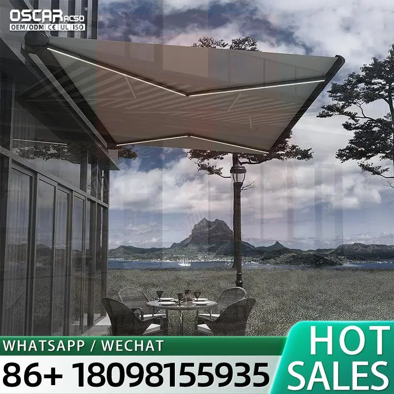 

Retractable Motorized Aluminum Louvered Roof with Waterproof Dimmable RGB Lighting Premium Bioclimatic Shading System for Patio