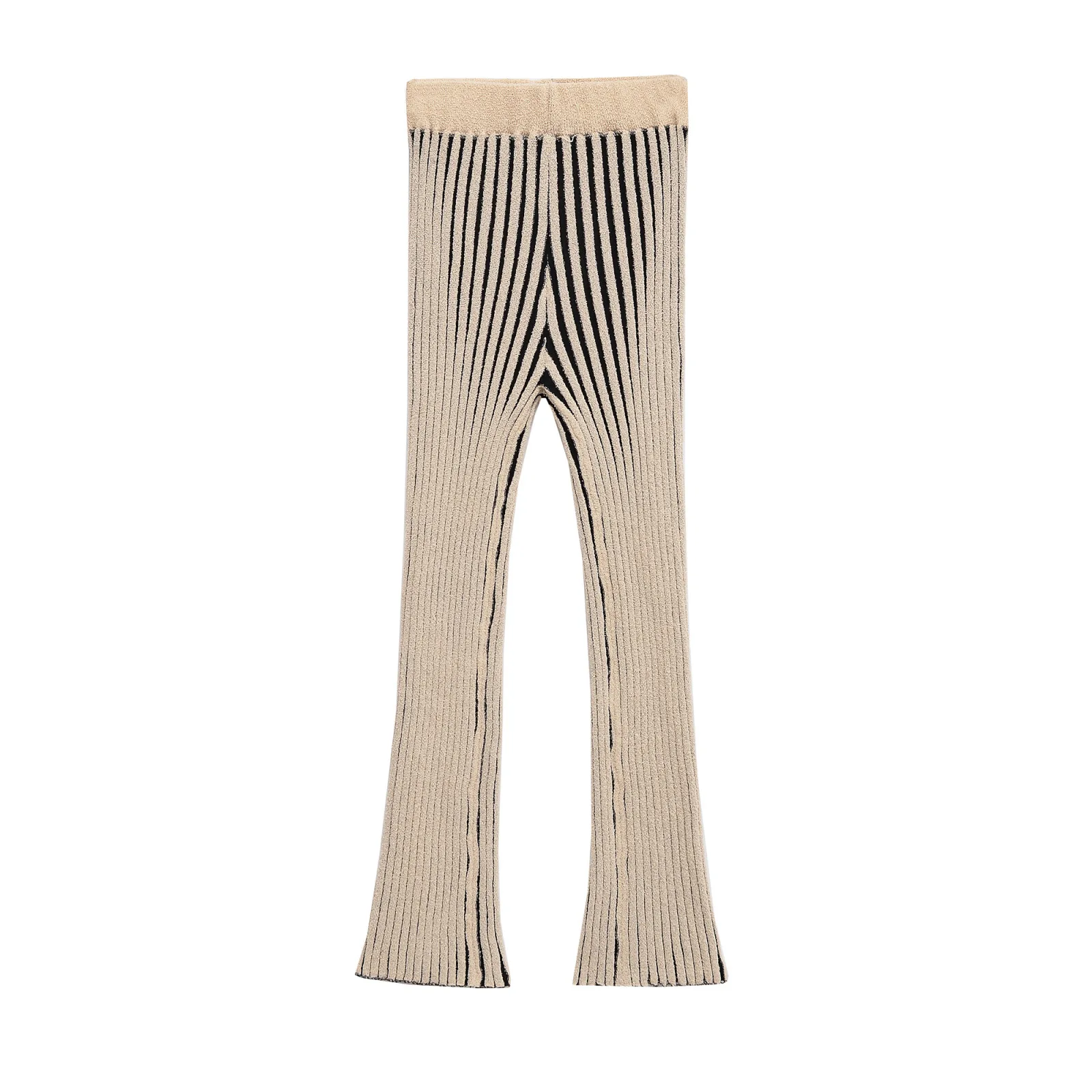 Outono elegante casual listrado terno de malha vintage feminino o-pescoço botão colete calça longa moda férias senhora calça conjunto