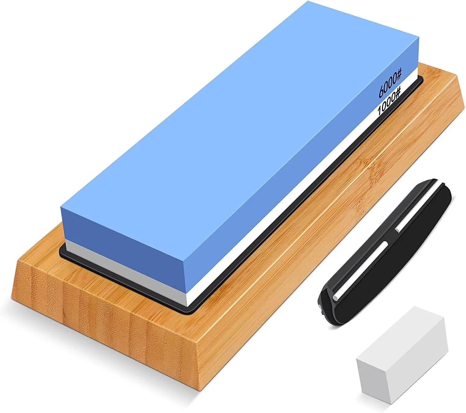 

iOhn Whetstone Kitchen Knife Sharpening Stone 2 Side Grit Set 6000/1000 (5 PCS)