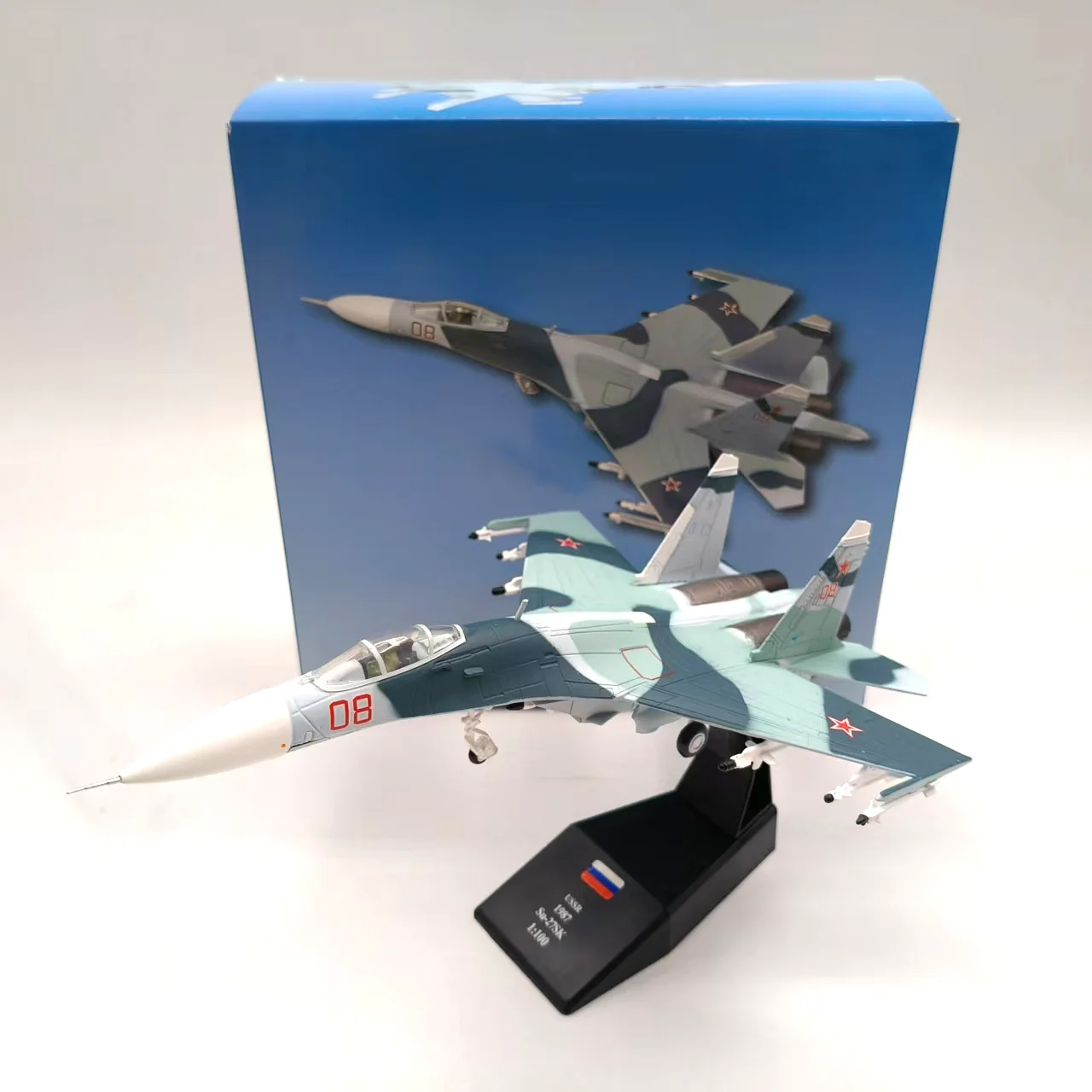 Литой под давлением масштаб 1:100, русский тяжелый истребитель SU27, модель самолета из реактивного сплава, Коллекционная игрушка, подарок, сувенир, демонстрационный орнамент