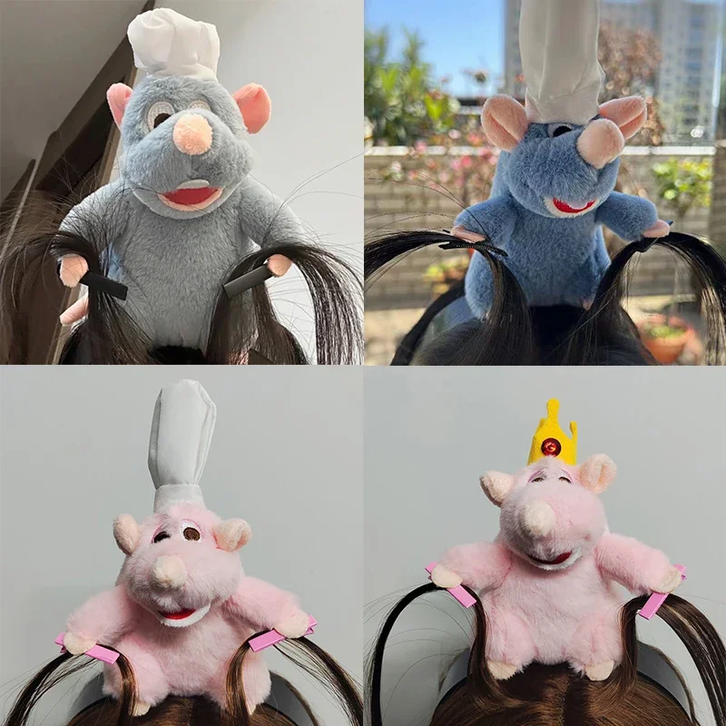 

Disney Ratatouille Remy Mouse Headbands for Kids Girls Cartoon Plush Doll Hairpin Women Hair Accessories Adults Hairbands Gifts