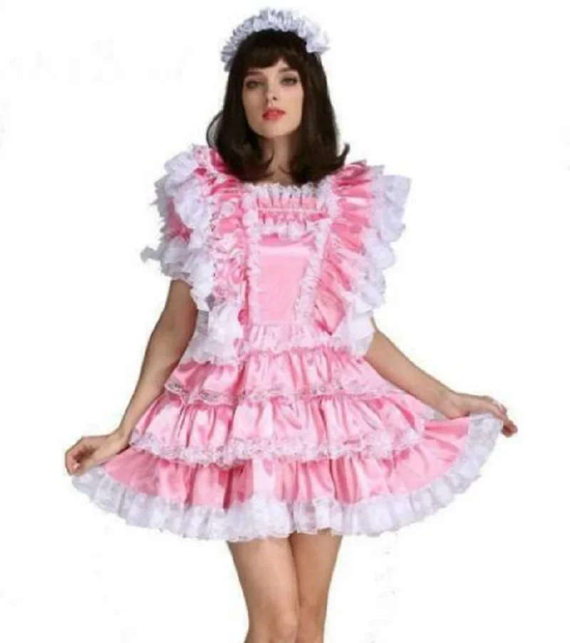 Sexy Girl in France, Satin Rose en Forme de Gâteau, Dentelle Plissée Multicouche Verrouillable pour les Commodes Croisés, 03 Unisex