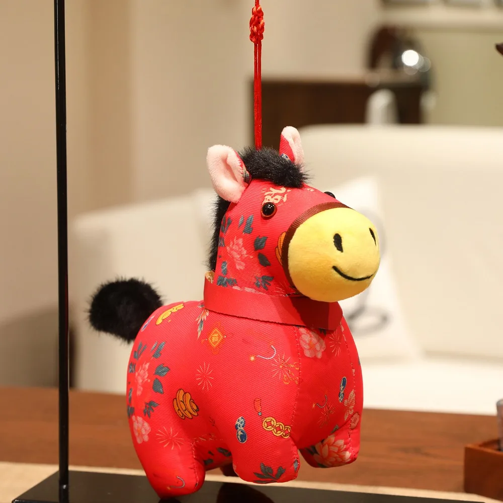 

Funny Creative Horse Keychain Cute Stuffed Animal Zodiac Pony Figurine Kawaii Chinese Style Horse Pendant Birthday Gift