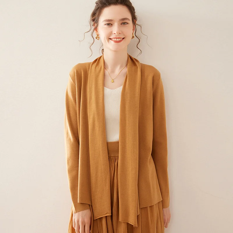 Winsleter-5% แคชเมียร์ 5% ผ้าไหมElegantเสื้อกันหนาวผู้หญิงแขนยาวVคอ,หลวมบางถักเสื้อสเวตเตอร์ถัก,2025 ฤดูใบไม้ร่วงใหม่T58247CC