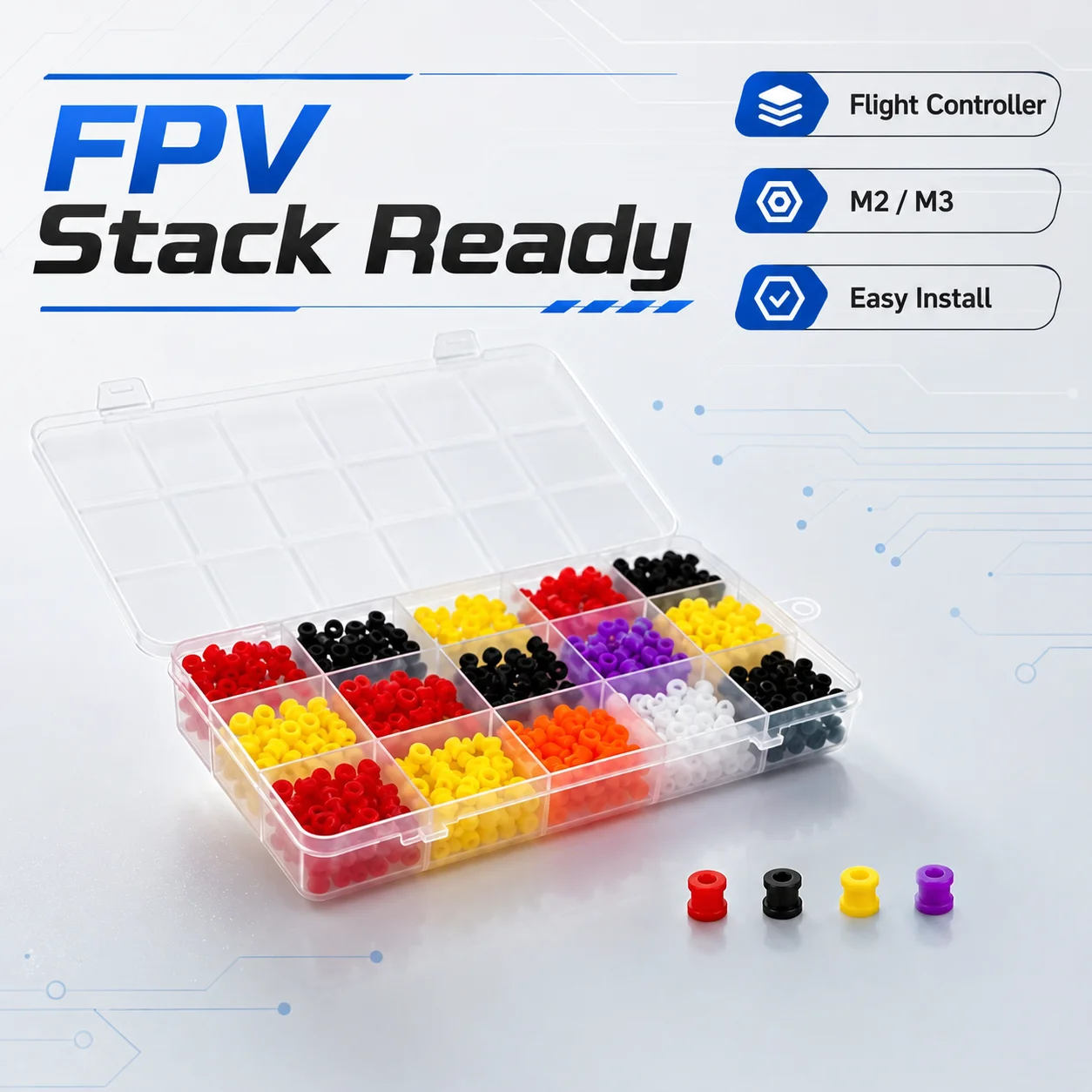 M2 M3 Anti-Vibrations-Dämpferbälle aus Silikonkautschuk, weiche Halterungen für Flugsteuerungen, Gummibälle für F4 F7 FPV Drohnenteile, mehrfarbiges Kit