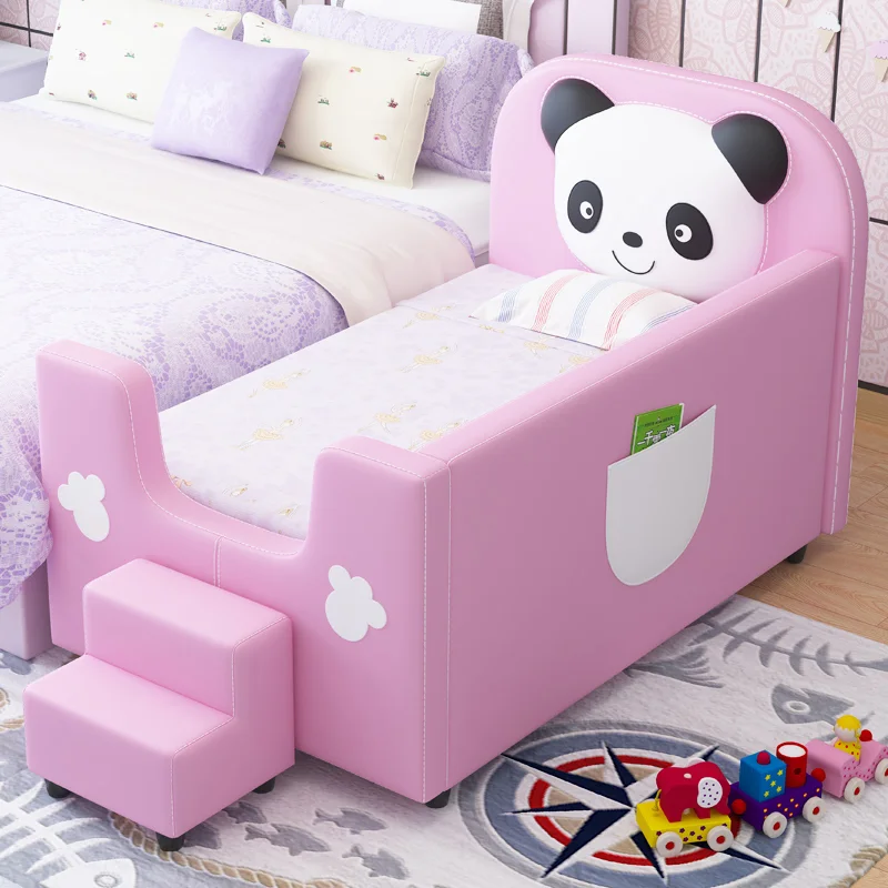 wooden furniture small children bed kids cartoon leather bed for baby