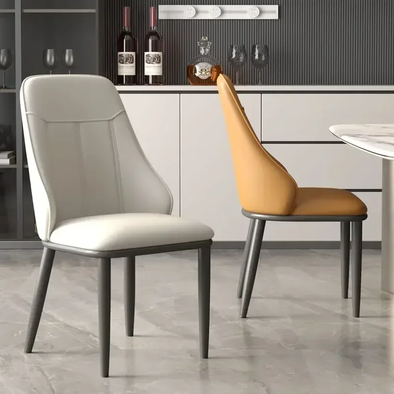 

Nordic Household Italian Dining Table Light Luxury Chair Hotel Back Modern Simple Stool Leather