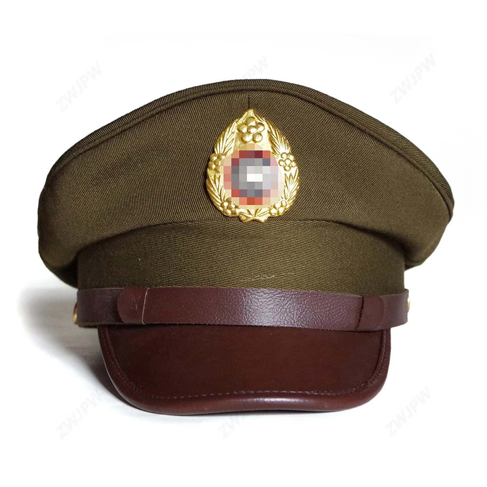 WW2 PLA & KMT CHINA ARMY LARGE BRIM CAP WITH US ARMY BADGE CANVAS