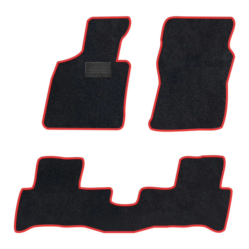 

Car Floor Mat For Alfa Romeo stelvio 2016-Present Polyester suede Anti Slip black Backing red Binding Trim Edge