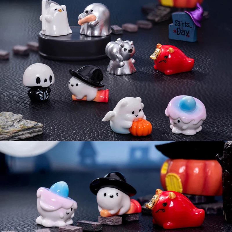 Mini estatuilla fantasma de Halloween, adornos de coche, Micro paisaje, decoración de casa de muñecas, escena, decoración de escritorio DIY, 1Pc