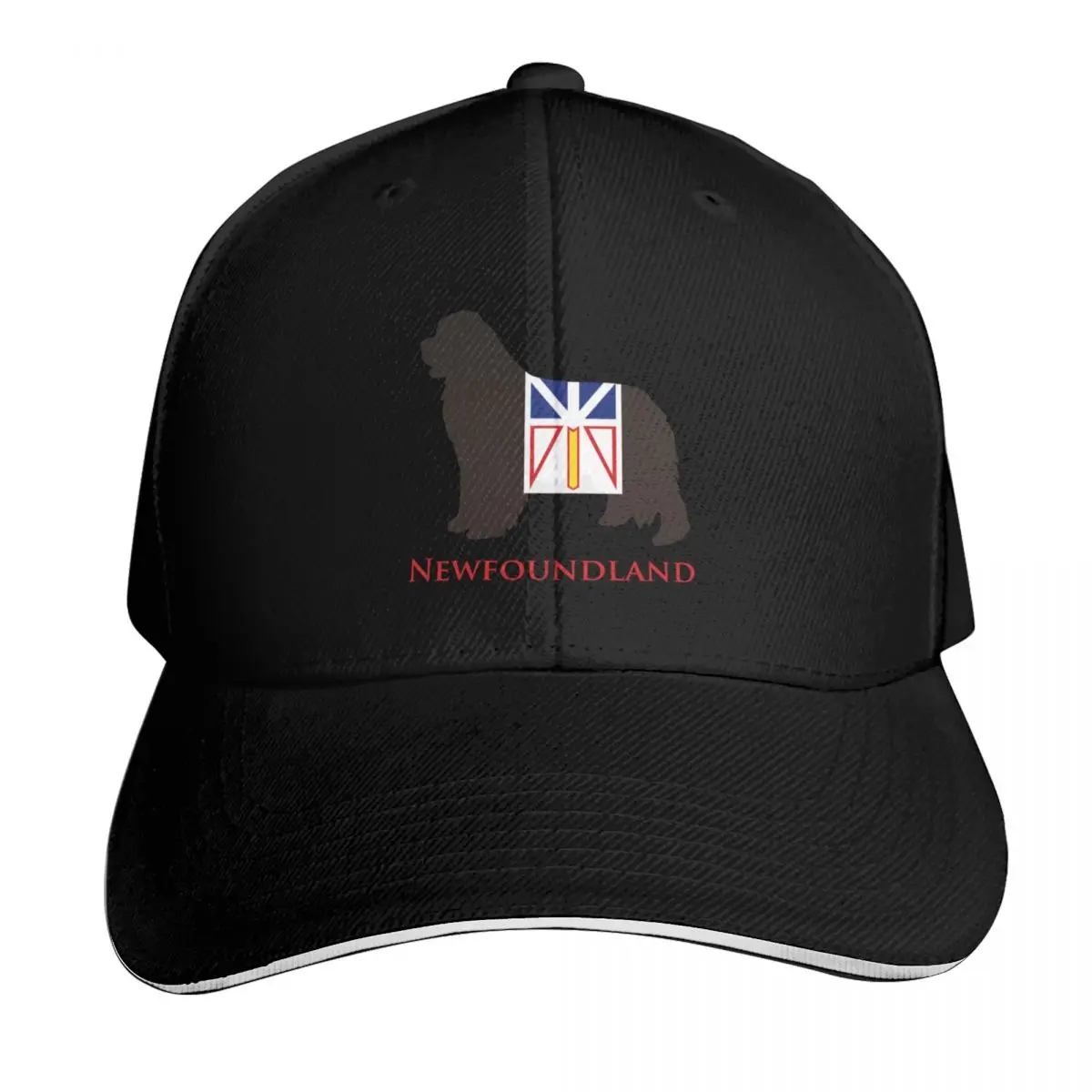 Newfoundland Dog sporting the Newfoundland flag! Baseball Cap Contrast Two Tone Brim Snapback Flat Bill Strapback Dad Hat