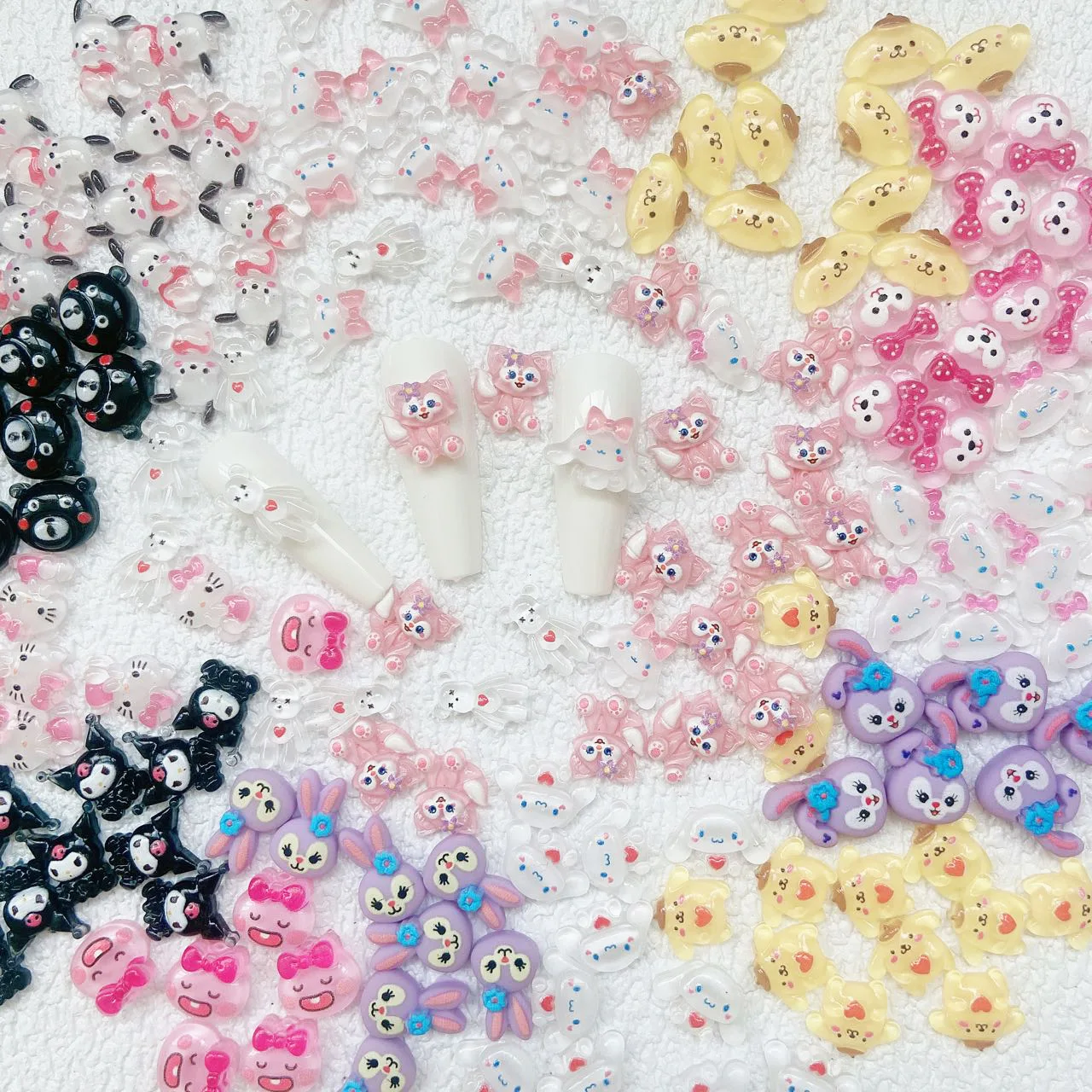 

Sanrio 20 шт. HelloKitty Y2K поддельные наклейки для ногтей аниме Kuromi Mymelody Diy Kawaii Parts ювелирные изделия аксессуары крутые материалы для ногтей