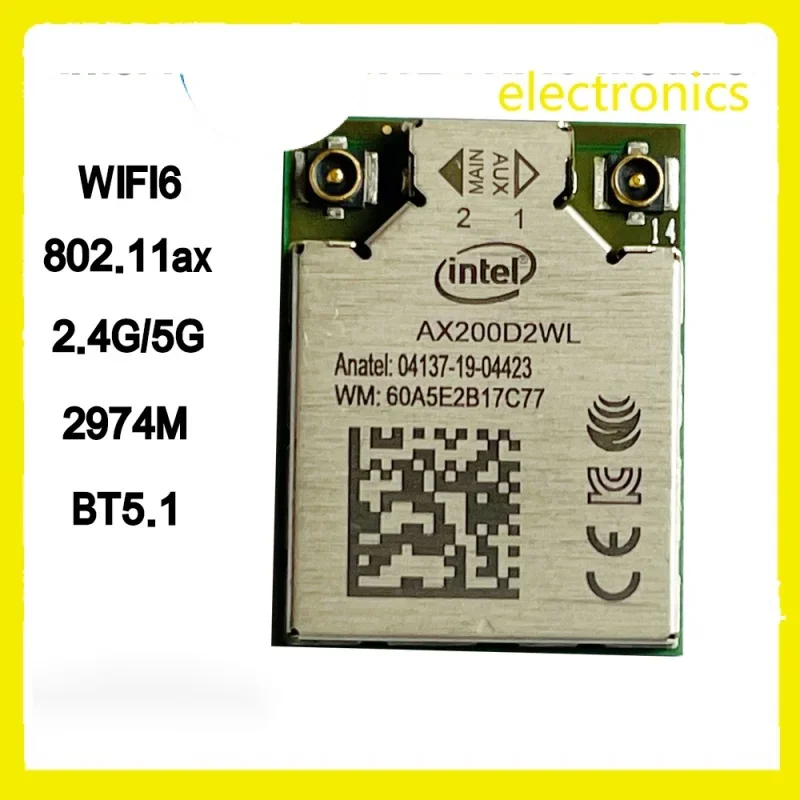 Wircard for Intel ax200d2wl AX200 wifi6 dual band 2.4g/5G bt5.1 WiFi module M. 2 1216 for laptop