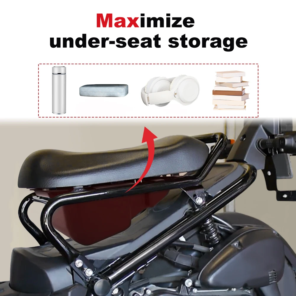 Motorcycle Under Seat Storage Container and Cargo Bin Replacement For Honda Ruckus 50 (Zoomer)  2003-2020 2021 2022 2023 2024