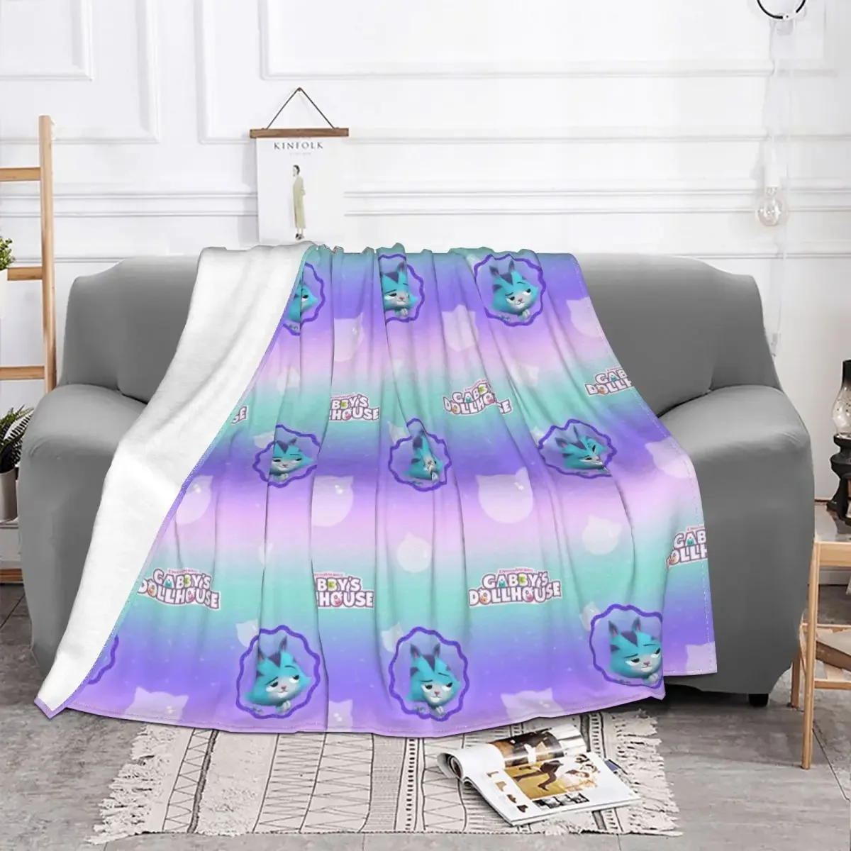 

Gabbys Dollhouse Cartoon Baby Blankets Plaid Flannel Winter Animal Soft Throw Blanket for Bedding Travel Bedspreads