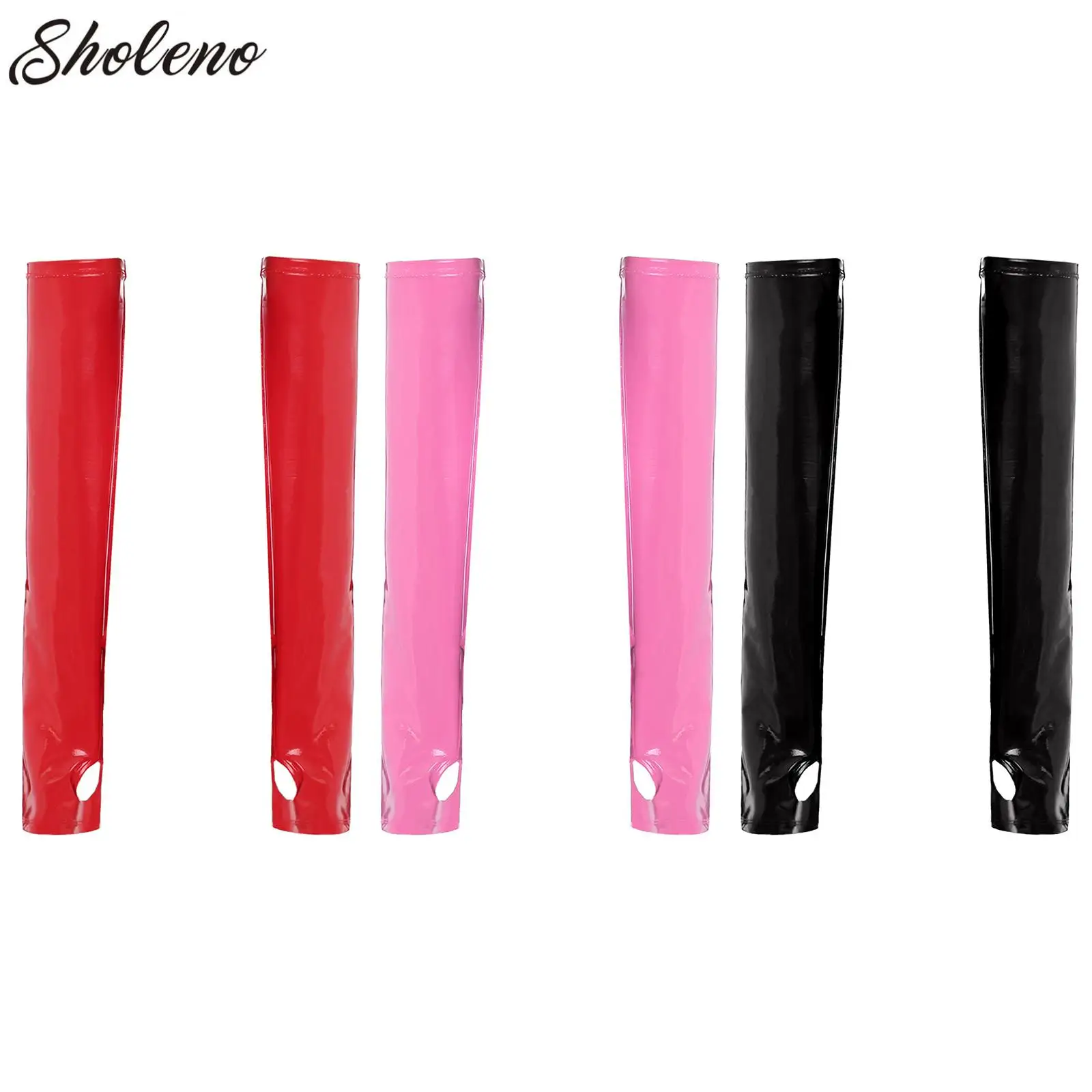 

Womens 1 Pair Latex Gloves Glossy Shiny Patent Leather Fingerless Long Gloves Cosplay Party Pole Dancing Clubwear