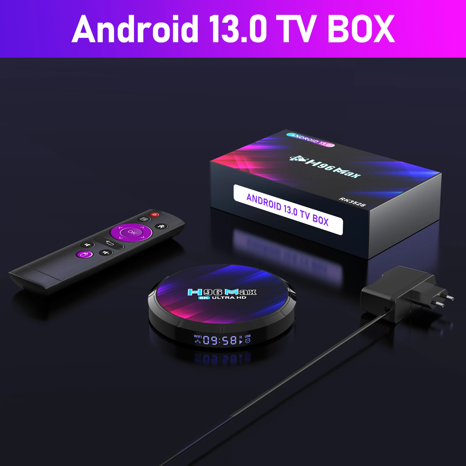 Original H96 MAX RK3528 Smart TV Box Android13.0 BT5.0 8K UHD SPDIF 2.4G/5G WiFi6 Fast TV Box 3D HDR Youtube Netflix TV Prefix