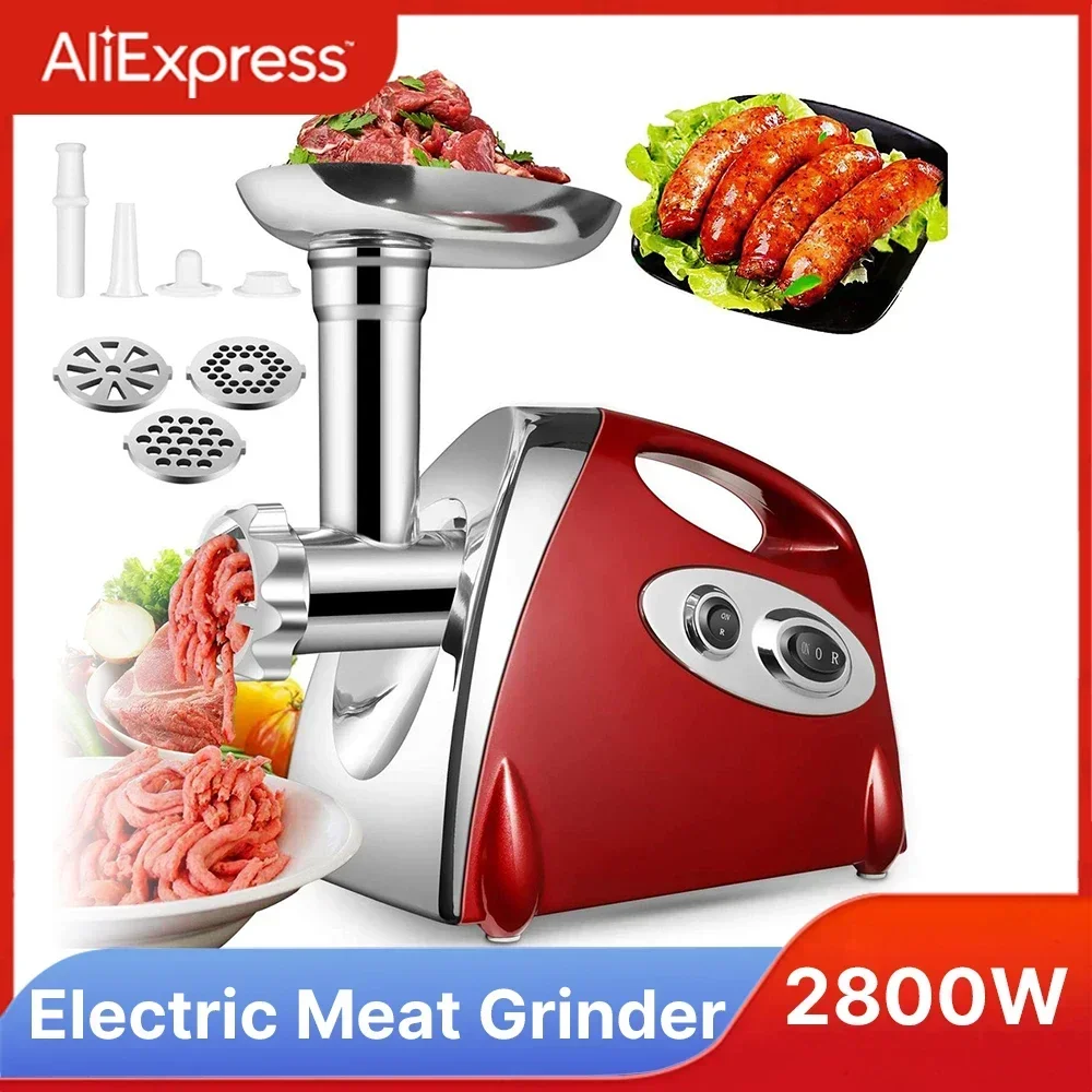 2800W Electric Meat Grinder Heavy Duty Grinder Kitchen Electric Meat Chopper Stuffer Maker Food Processor Electric Meat Slicer