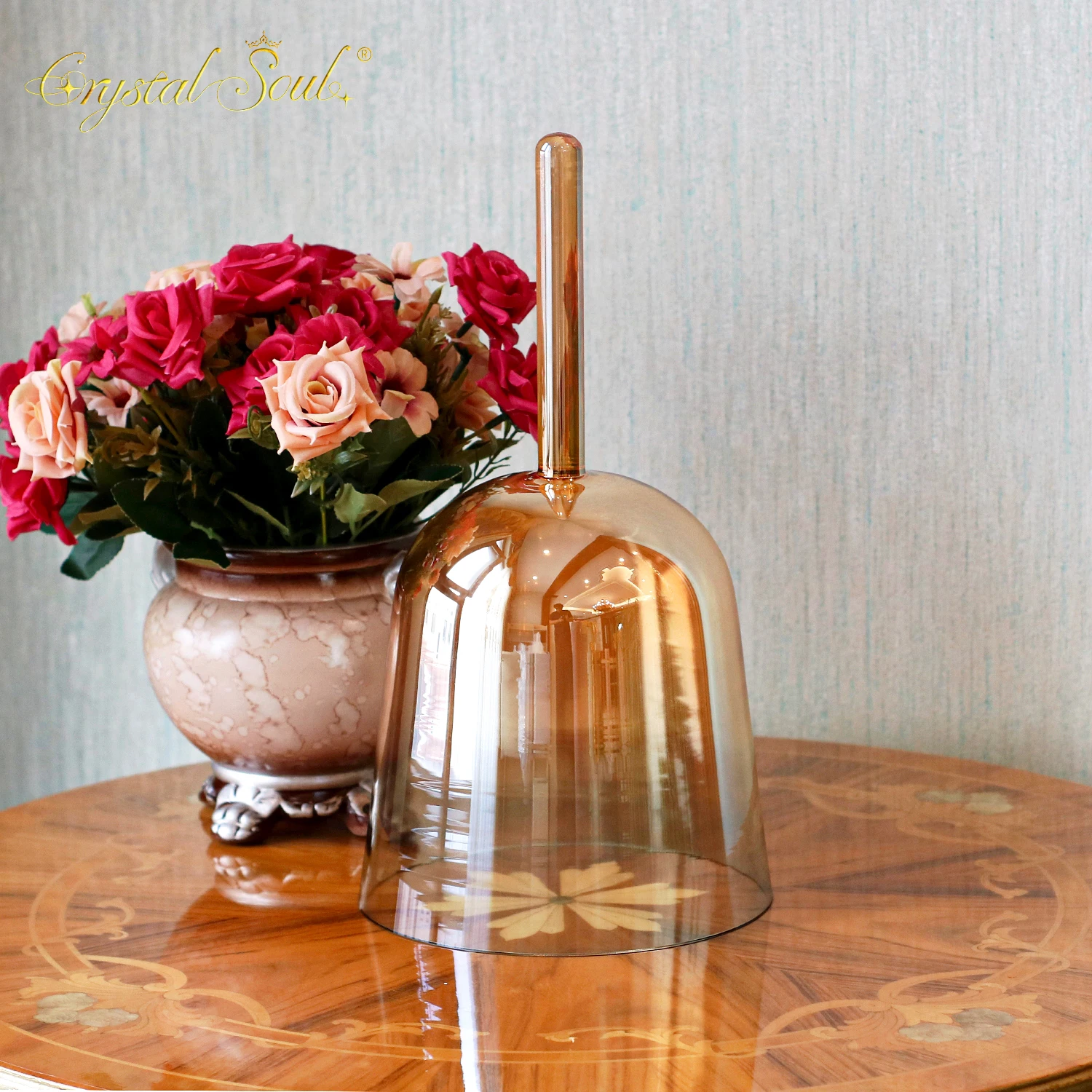 Ручная хрустальная чаша алхимии с голубым градиентом Будды для звуковой терапии, ручные хрустальные поющие чаши, настройка