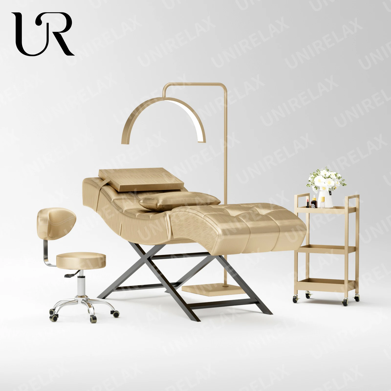 Luxury Eyelash Bed Curved Extension Salon Chair Beauty Salon Lash Chair Stretchers Eyelashes Massage Lash Bed