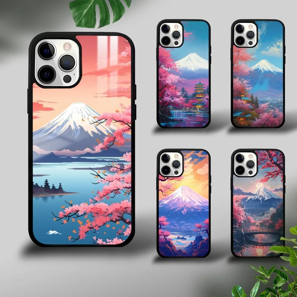 

Japanese Aesthetic Mount Fuji Phone Case For iPhone 16 15 14 13 12 11 Pro Xs Max Mini Plus Celulares Hard Funda Dropshipping