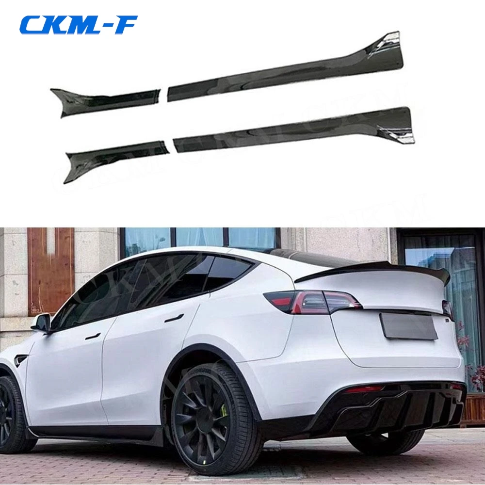 

Carbon Fiber Side Skirts Extension Body Panel Lip Splitter Winglet for Tesla Model Y 2021+ Side Skirts Rocker Panels Side Guard