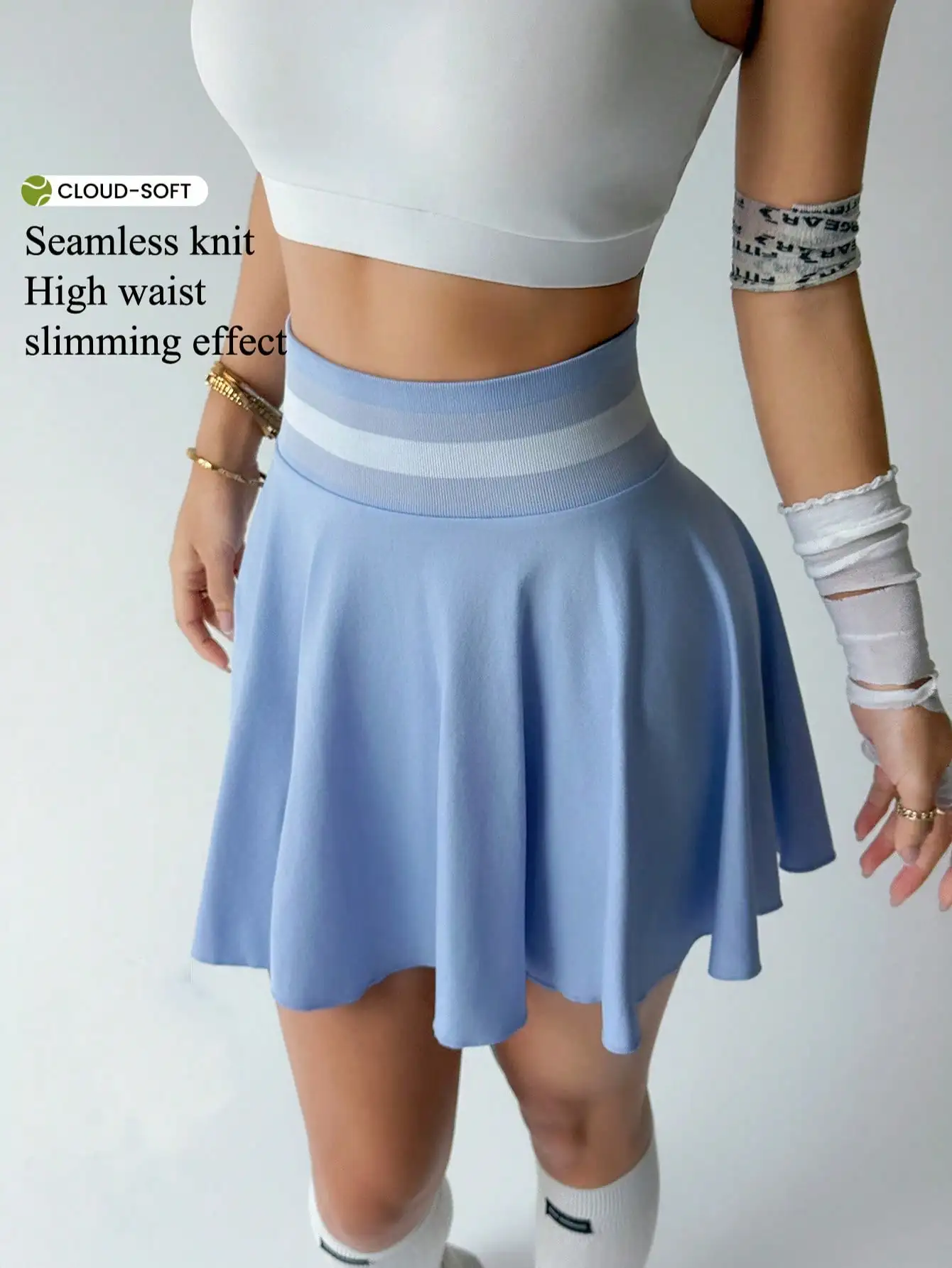 

Sports Short Skirt Women Summer Anti-walk Yoga Pants Running Fitness Clothes Quick Dry Breathable High Waist Pleated Skirt