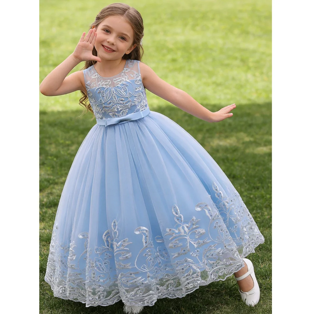 2026 Flower Girl Dresses For Weddings Lace Luxury Vestidos Princess Birthday Party Bridesmaid Dress For Kid 5-12 Years BIBIHOU image 6