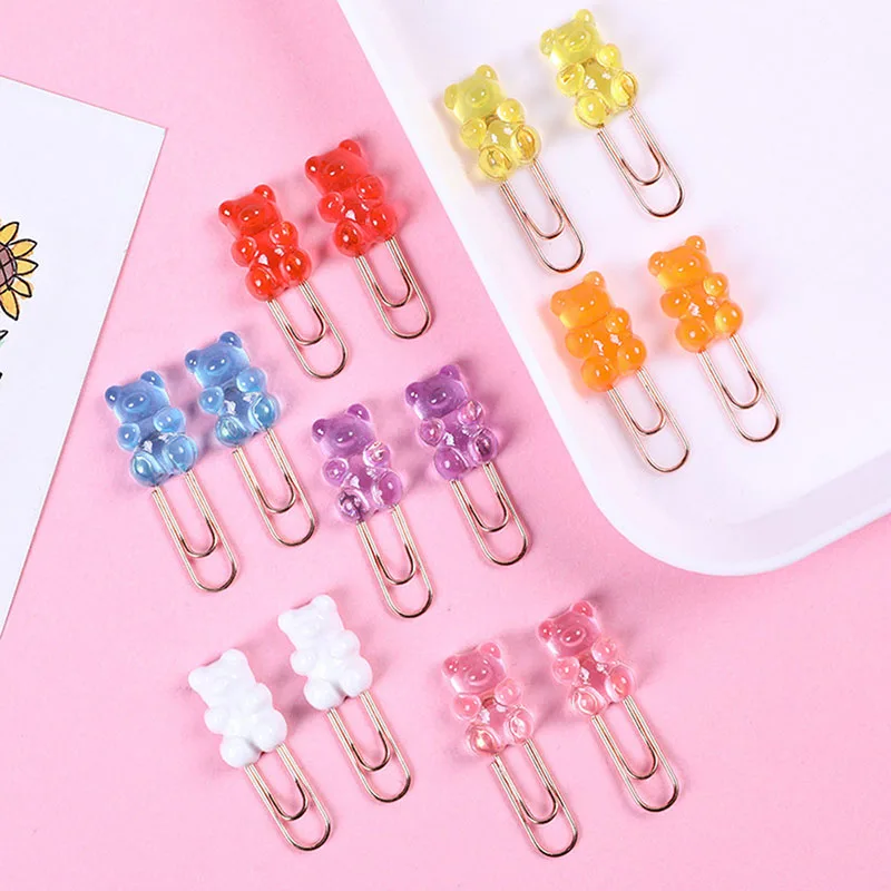 4pcs Simple Creative Multi-Function Color Bear Metal Paper Clip Cute Cartoon Binding Pin Paper Student Stationery Accessories